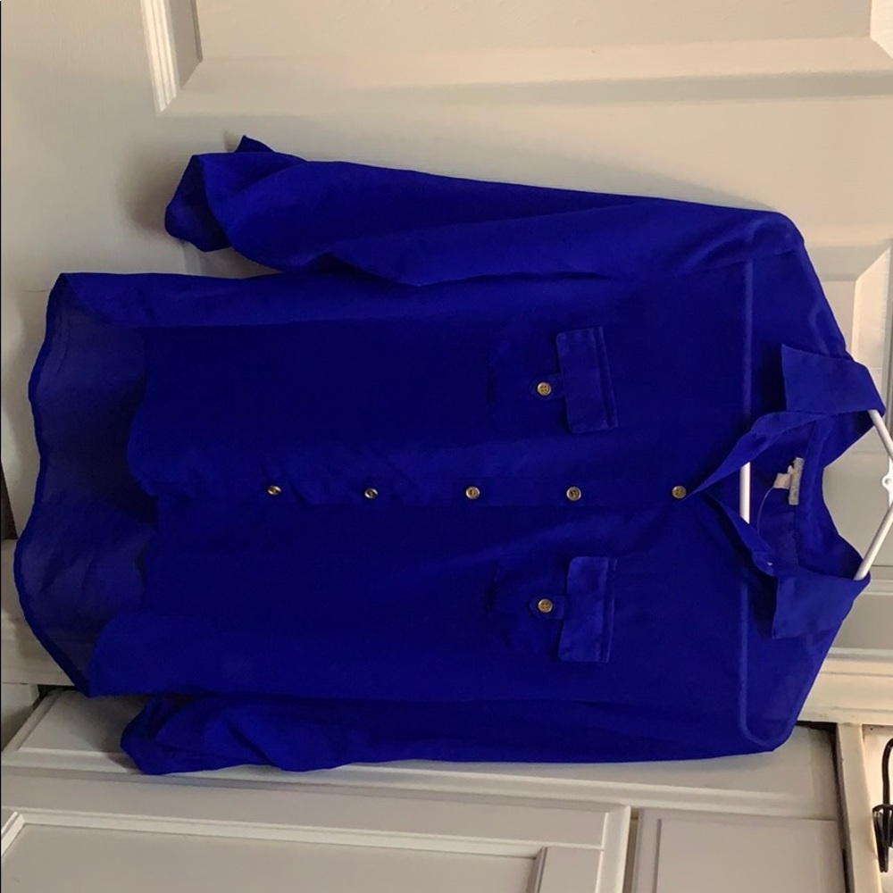 Royal blue button down shirt